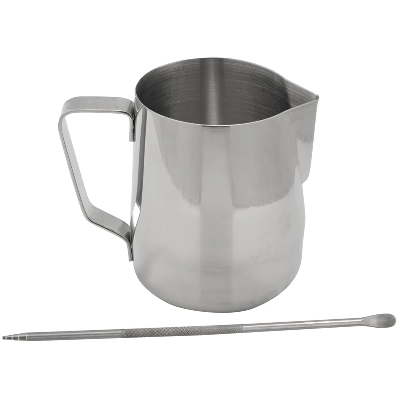 

Milk Frothing Pitcher 350Ml (12Oz)Steaming Pitchers Stainless Steel Milk Coffee Cappuccino Latte Art Barista Steam Pitchers Milk