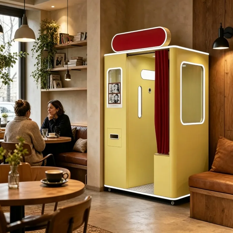 Smart Automatic Selfie Photo Booth with Camera Wi-Fi/Bluetooth Instant Print-All-in-One Photo Device for Office & Scenic Areas