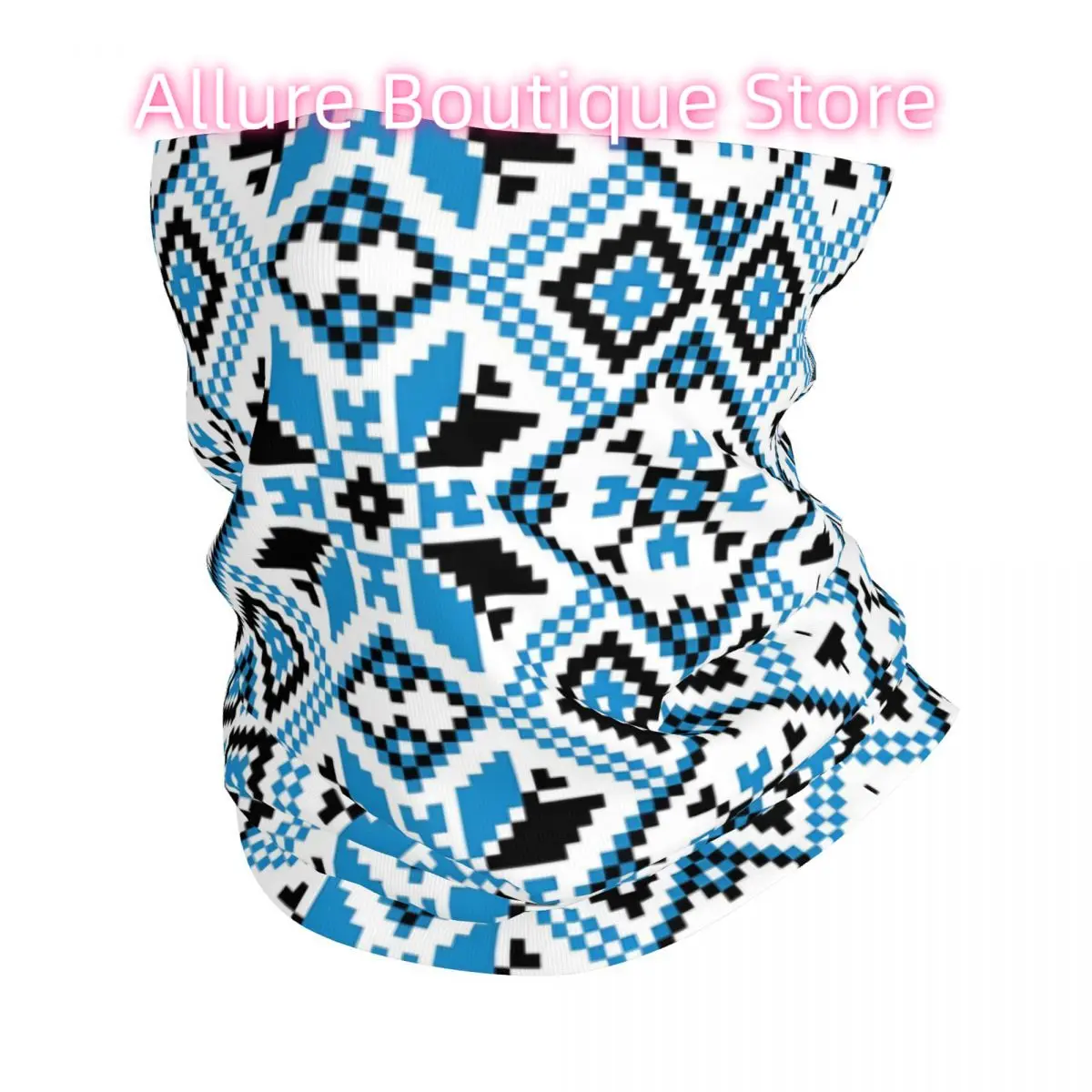 ウクライナの民族装飾ブルーバンダナネックカバーラップスカーフバラクラバサイクリングユニセックス大人用通気性