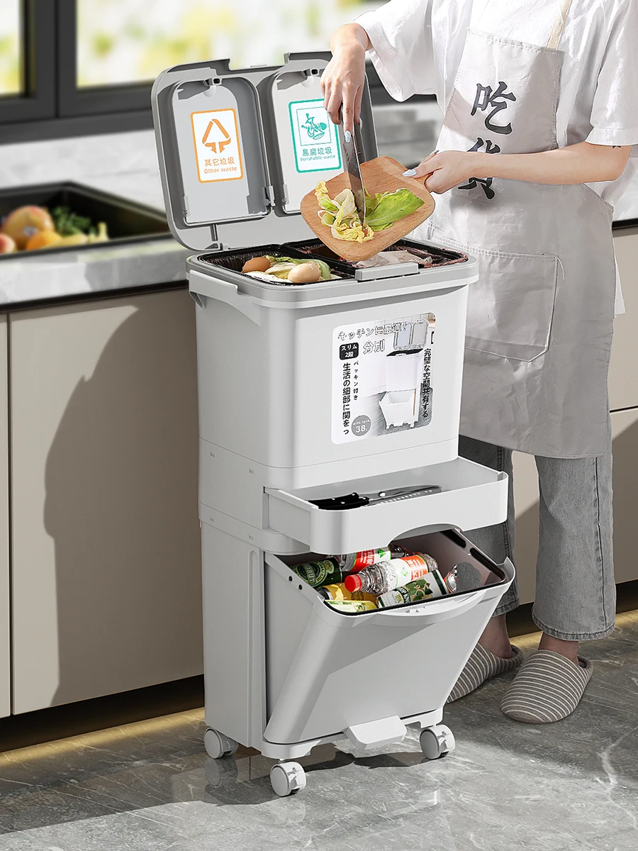 

Kitchen trash can household 2025 new special non-bending large capacity removable oversized food waste sorting bucket