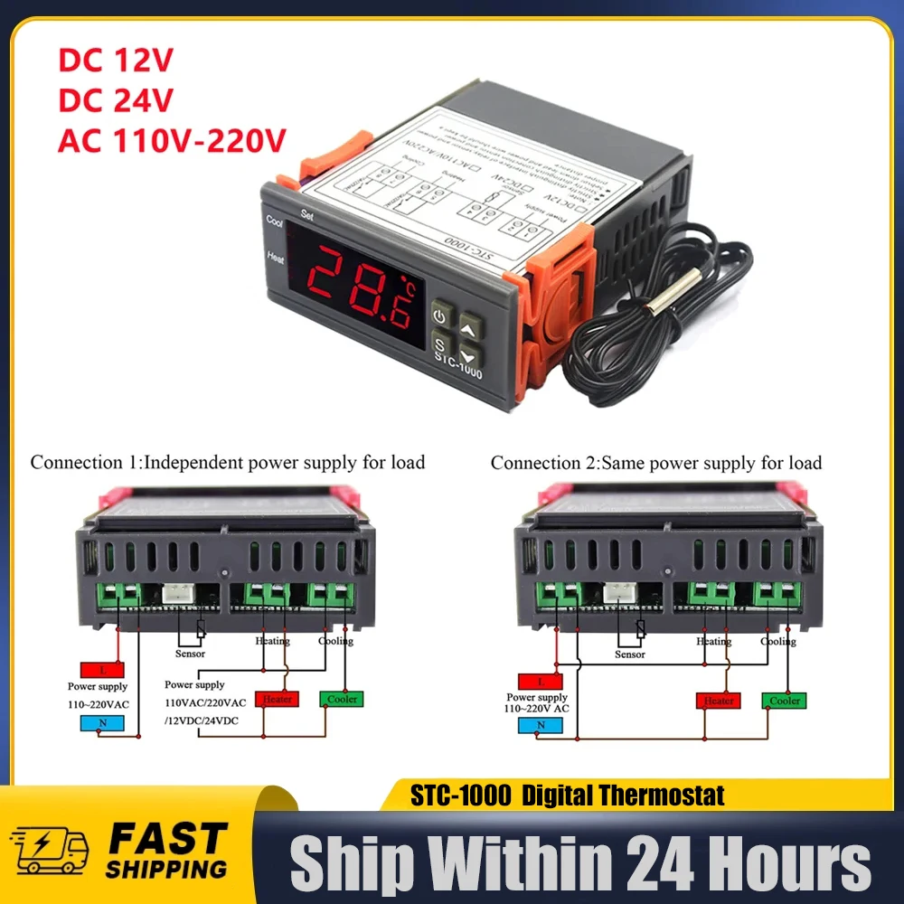 STC-1000 STC 1000 LED Digital Thermostat for Incubator Temperature Controller Thermoregulator Relay Heating Cooling 12V 24V 220V