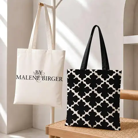 Fashion BY M-MALENE BBIRGER Storage Bags Fashion Cotton 12/16oz Canva Tote Bag Eco Friendly Reusable Large Capacity Shopping Bag