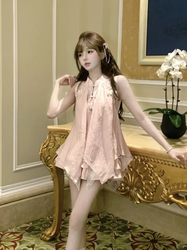 

Новый свободный топ и юбка в китайском стиле, лето 2025 года, модный комплект для похудения Ele Design, традиционный национальный трендовый наряд