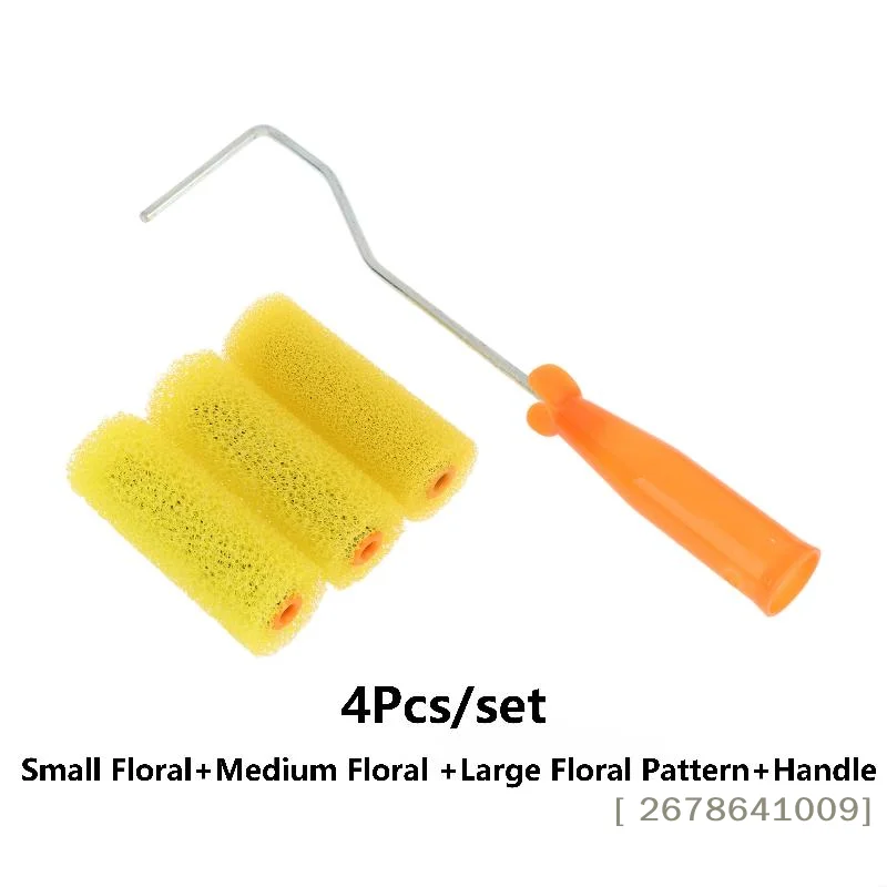 〔L〕Floral Sponge Paint Roller Set Wall Paint Roller Brush Reusable Absorbent Texture Painting Tool For DIY Wall Renovation