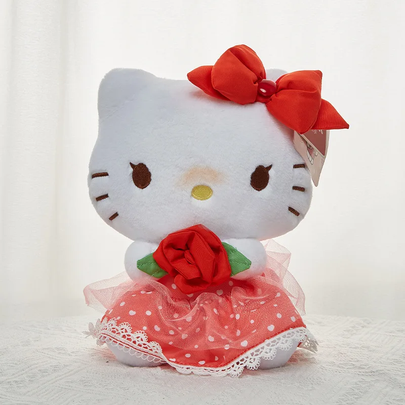 20cm 산리오 신상 쿠로미 헬로키티 인형 사랑의 장미 고양이 인형 소녀용 플러시 장난감 홈 데코 베개 귀여운 만화 소녀 생일 선물