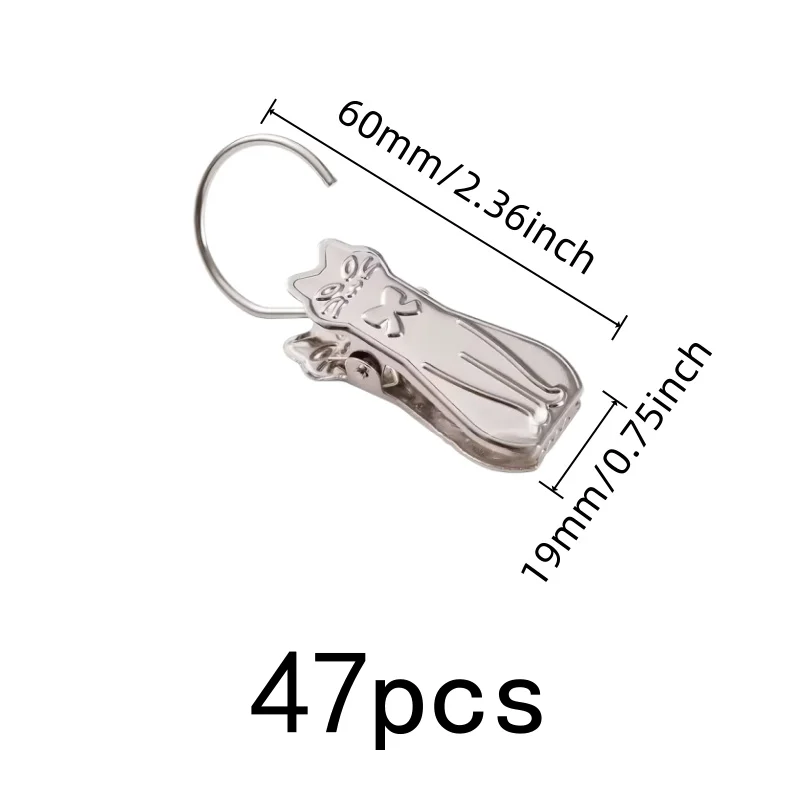 47 pcs Cat Curtain Clips with Cute Cat Shape Design, ideal for Bedroom Curtain Decor and Kids Room Drapery