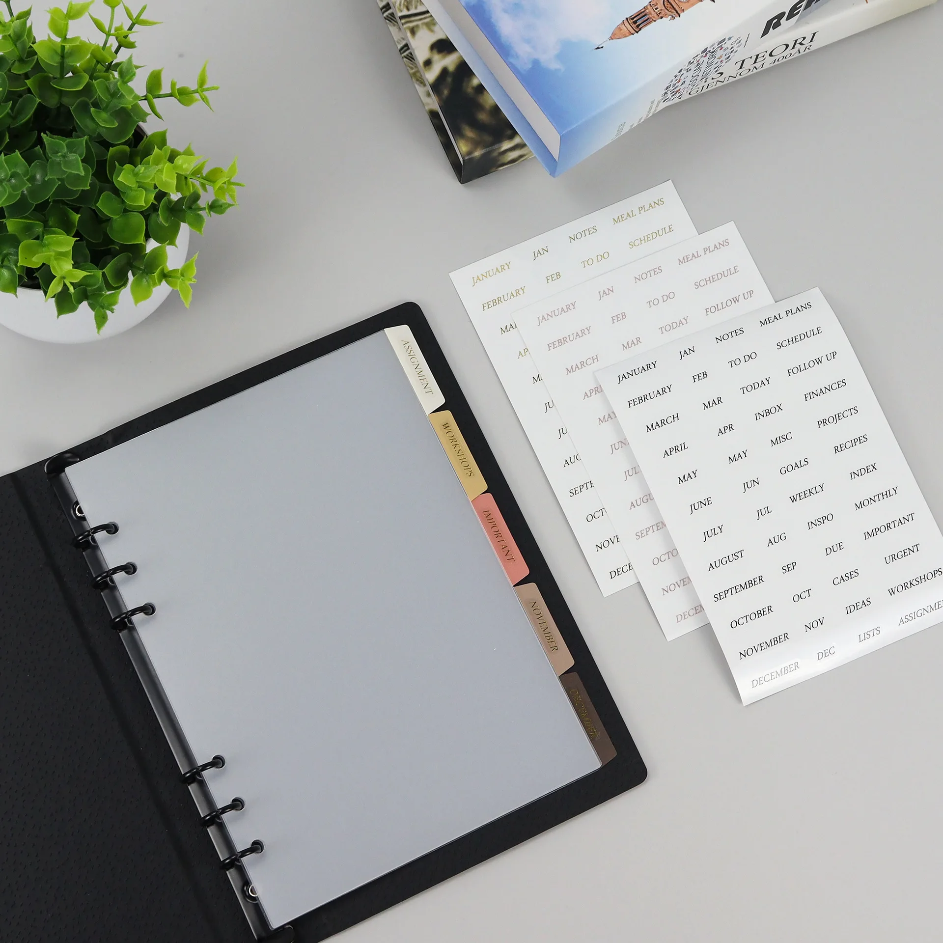 A5 Earth Toned Staircase Index Page PP Loose leaf Index Divider Page Transparent Matte Office Loose leaf Classification