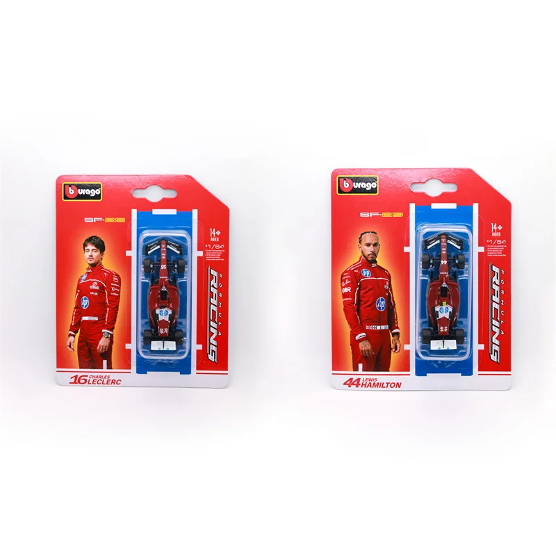 (Pré-encomenda) Bburago 1:64 SF-25 (Livória Padrão)( # 16 / # 44) (W/O capacete) - Carro modelo de veículo colecionável fundido vermelho opaco