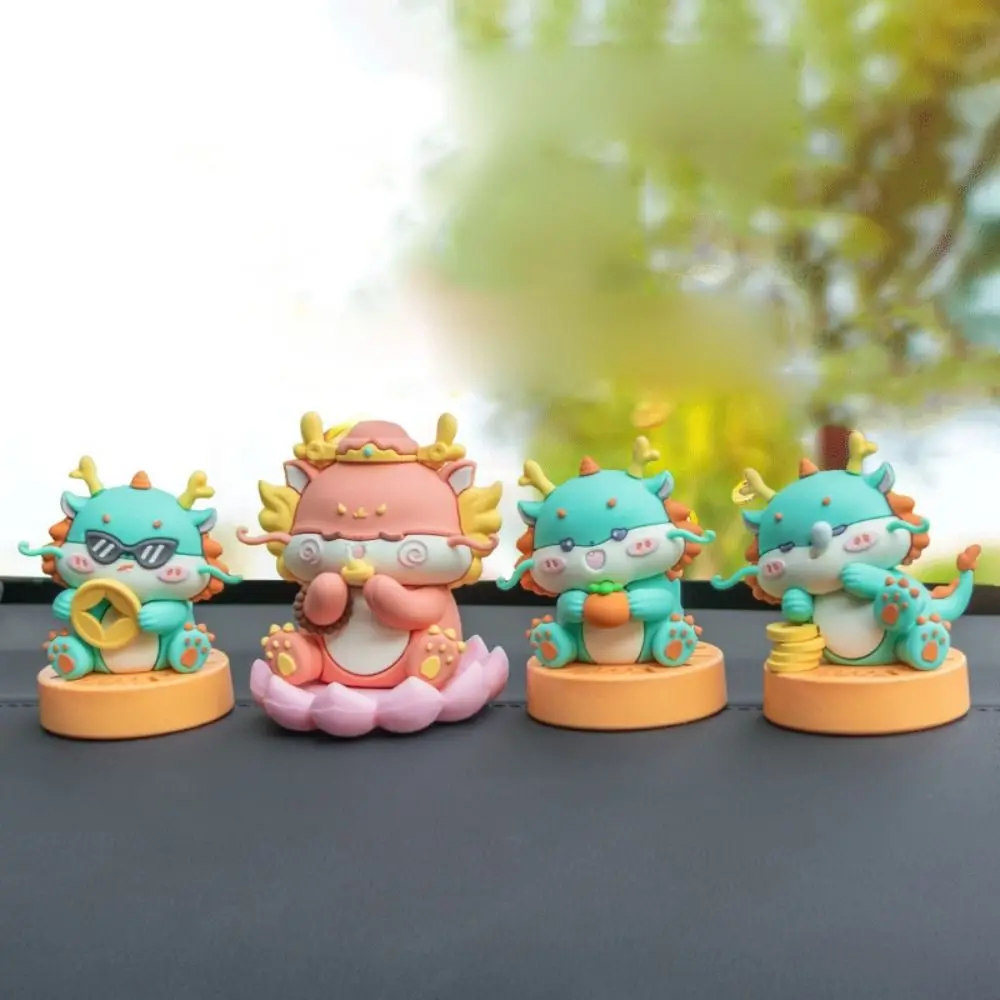 Cartoon Dragon Ornament creativo Silicone figurina di drago di buon auspicio piccolo regalo cinese della statua del drago del Festival di primavera