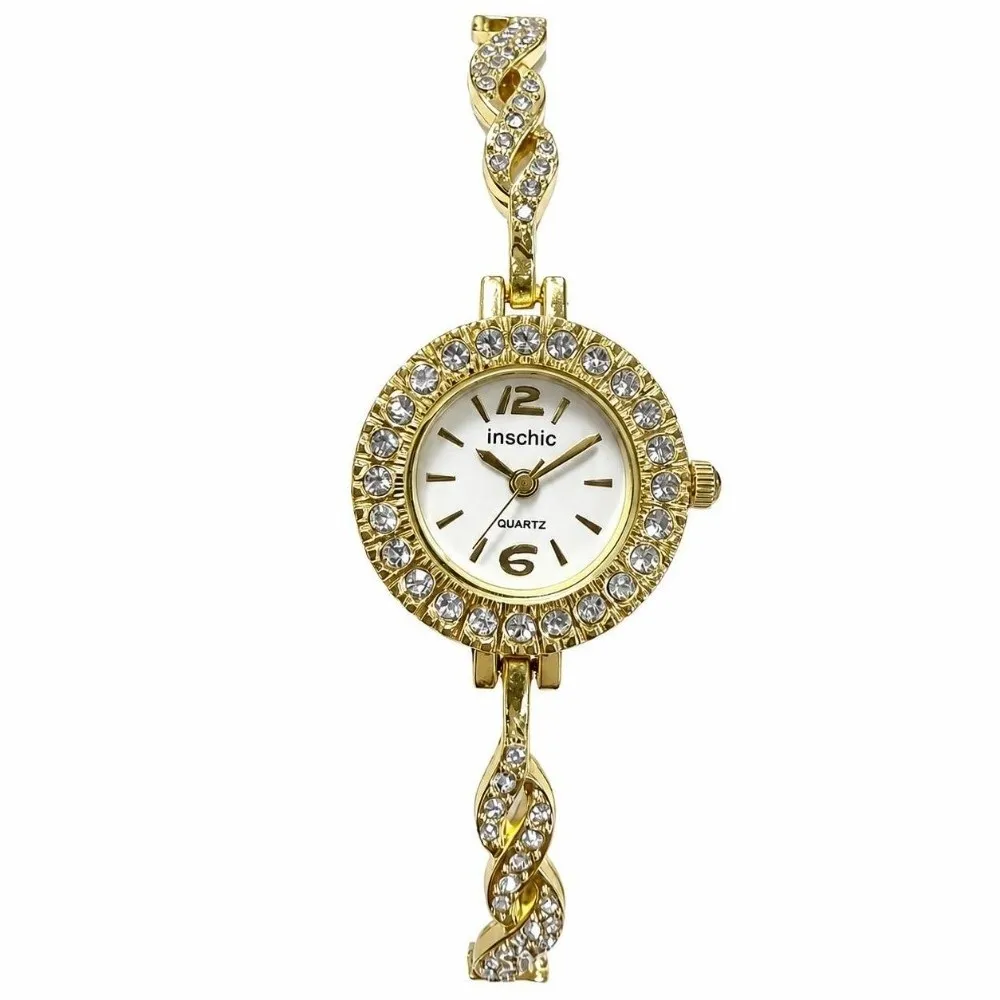 Luxury Small Dial Women Watch Round Bracelet Alloy Diamond Inlaid Watch Bracelet Watch Gift