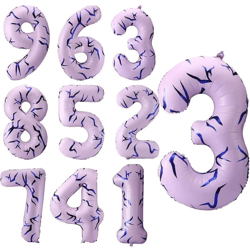 40 Zoll große, violette, nummerierte Ballons mit den Zahlen 0-9, Musikthemen-Ballons, die für Musikthemenpartys, Geburtstage und Jubiläumsdekorationen verwendet werden. – Detail 6
