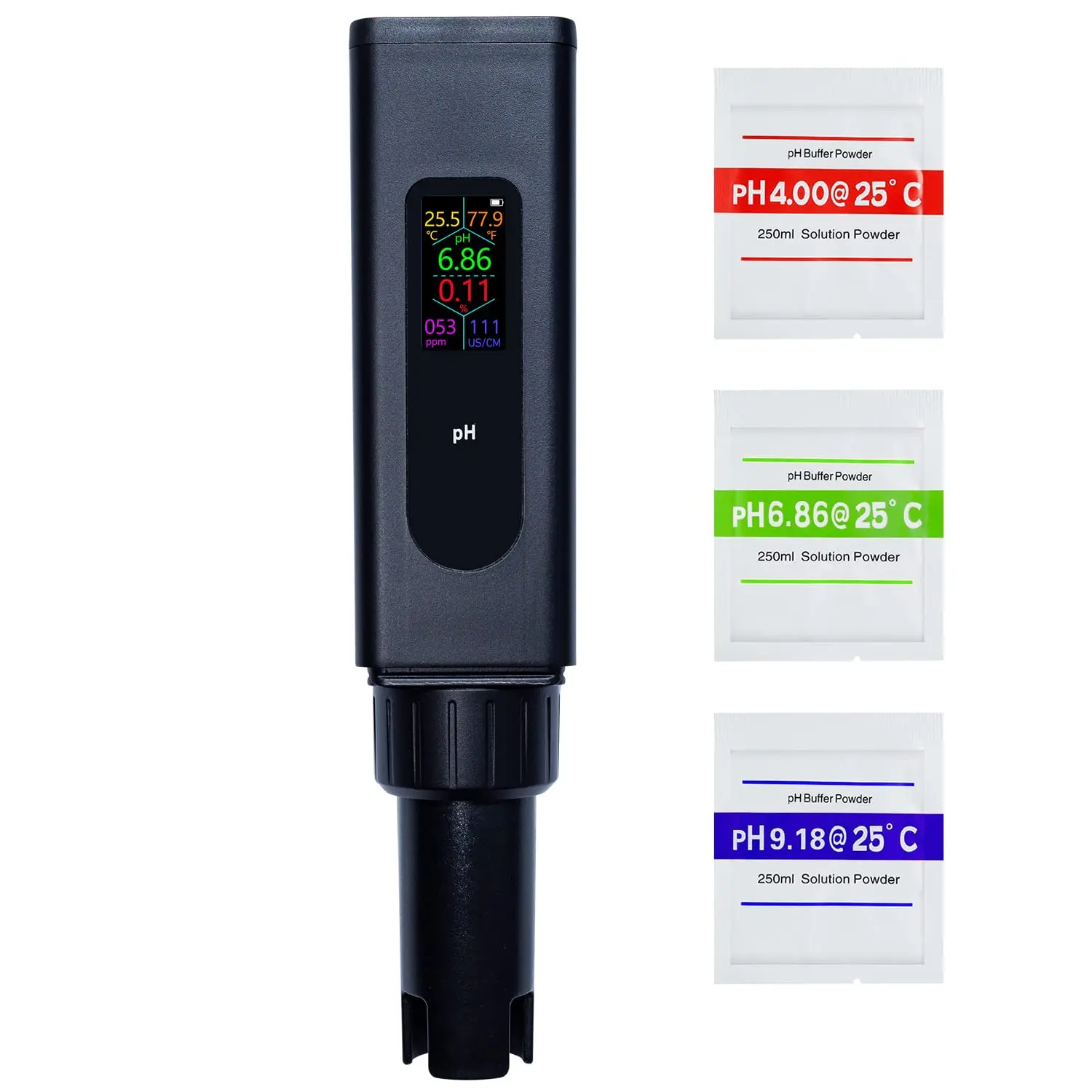 

Rechargeable Digital pH Meter 5-in-1 pH/TDS/EC/Salinity/Temp, with Simultaneous Data Display for Hydroponics, Aquariums, Lab