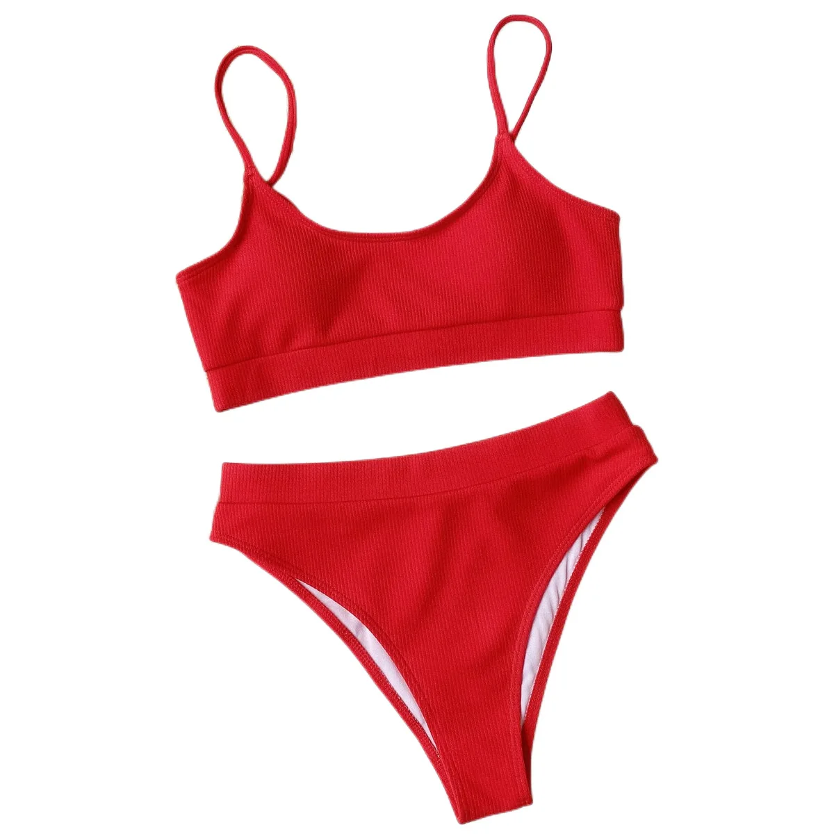 2025年新作メーカー販売ビキニ分割水着無地おしゃれハイウエストビキニスポット