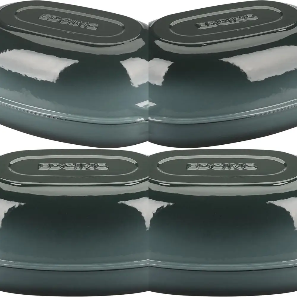

Slate Blue 5-Quart Oval Enamel Cast Iron Dutch Oven with Lid, Perfect for Sourdough Bread Baking
