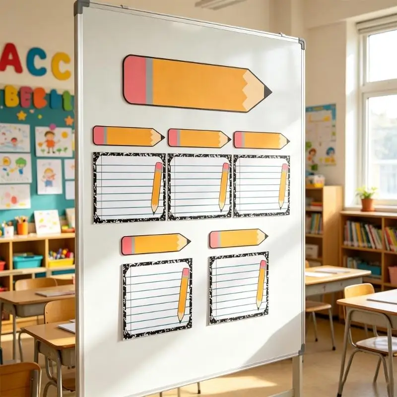 Dry Erases Planning Board Set with Lined Writing Panels, PVC Board for Classroom Planning, Office Reminders and 896C