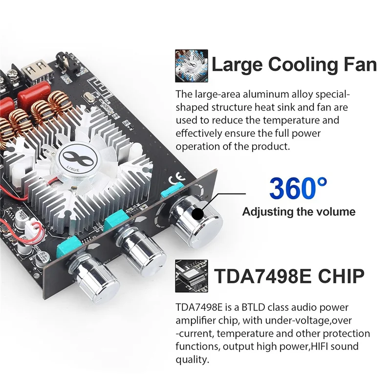 T82C Vendita Calda-DAJUNGUO T160HS Scheda Amplificatore di Potenza Bluetooth Con Subwoofer 2.0 Canali 160Wx2, TDA7498E Amplificatore di Potenza Audio Digitale