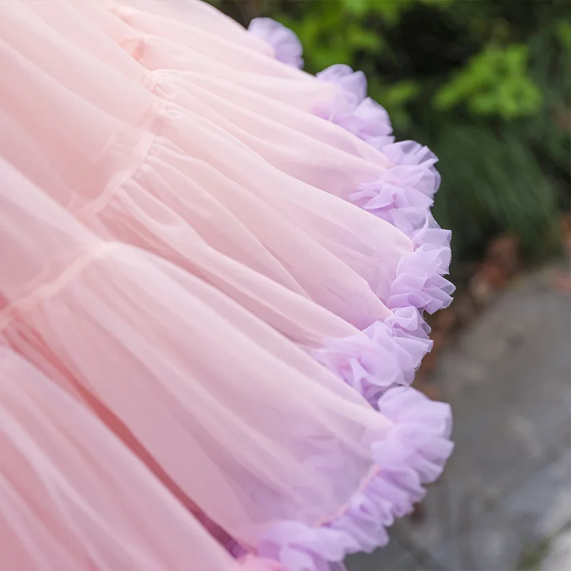 Matrimonio elastico in vita Puffy Tulle sottoveste arcobaleno nuvola gonna corta Tutu danza classica Pettiskirts Lolita Underskirt