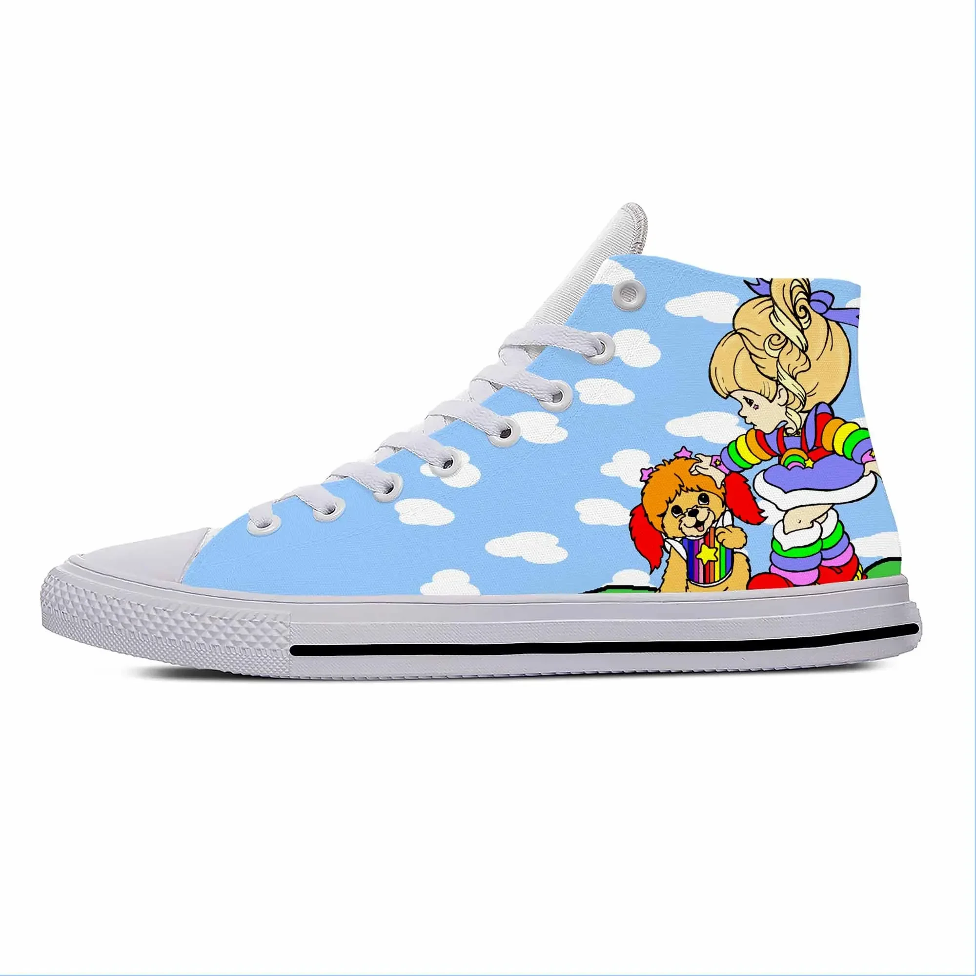 Brite Anime Cartoon Manga Comic Sneakers pour hommes et femmes, arc-en-ciel, mode décontractée, grill, haut, léger, respirant, impression 3D, chaussures