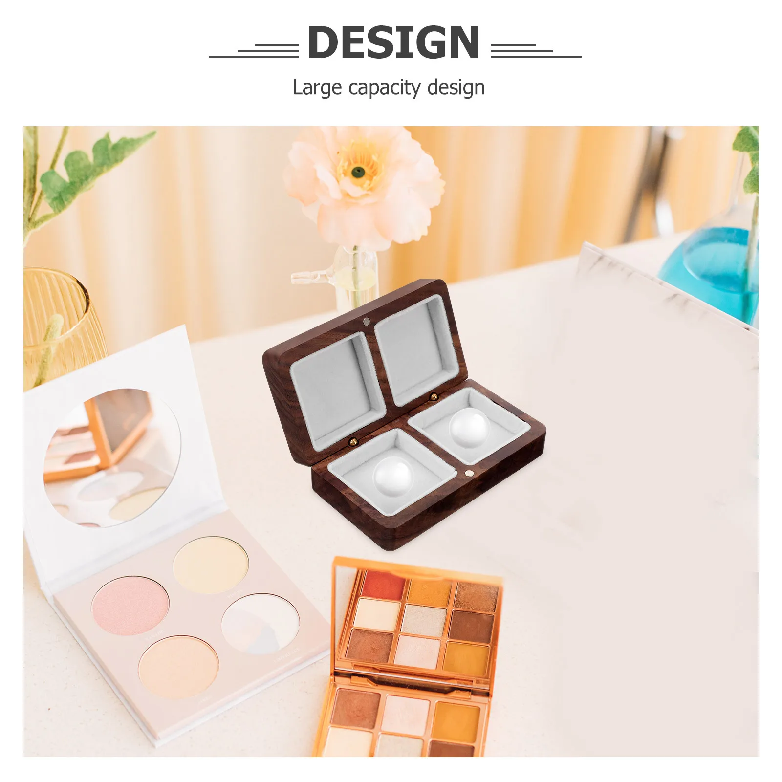 

Wooden Ring Box Large Capacity Elegant Jewelry Case Wedding Proposal Engagement Display Holder Decorative Storage Organizer