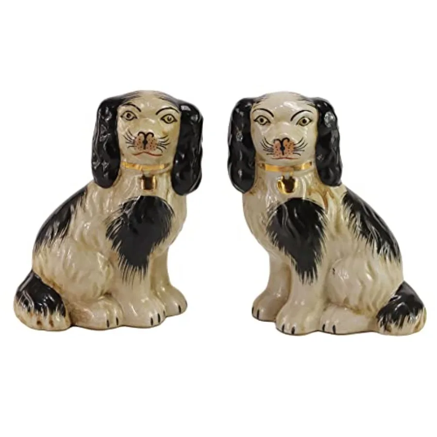 

Hand Painted Porcelain Dog Pair of Small Figurines Home Décor