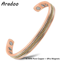 ARADOO Women's Copper Bracelet 99.9% Pure Copper Magnetic Bracelets for Women Adjustable Cuff Bangle Jewelry Gifts
