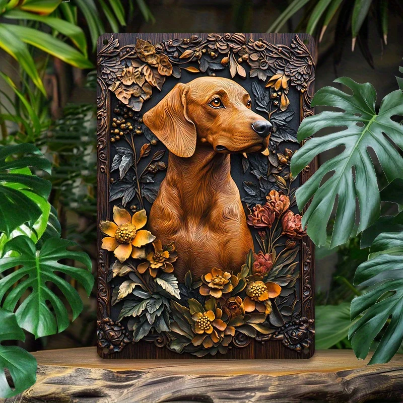 

Elegant Vizsla Dog Aluminum Wall Art, Portrait with Flowers, 8x12 Inch, Pre-Drilled, Weather Resistant, High Quality Printing