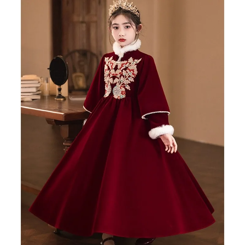 Girl Host Beautiful Dress Girl Flower Girl Speech Contest ClothingpartySmall Dress Children's Piano Spring