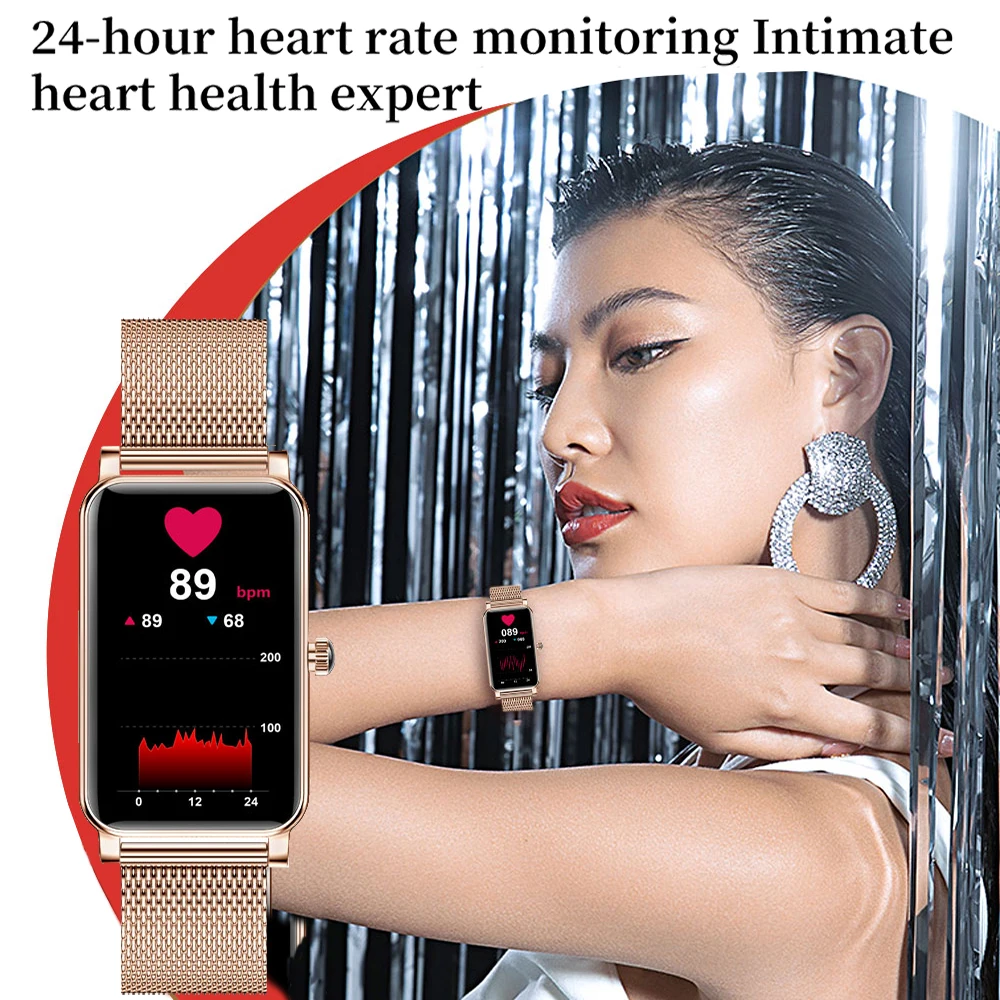 Gfordt moda relógio inteligente banda feminino personalizado dial monitor de freqüência cardíaca linda pulseira smartwatch mulher para huawei/ios telefone