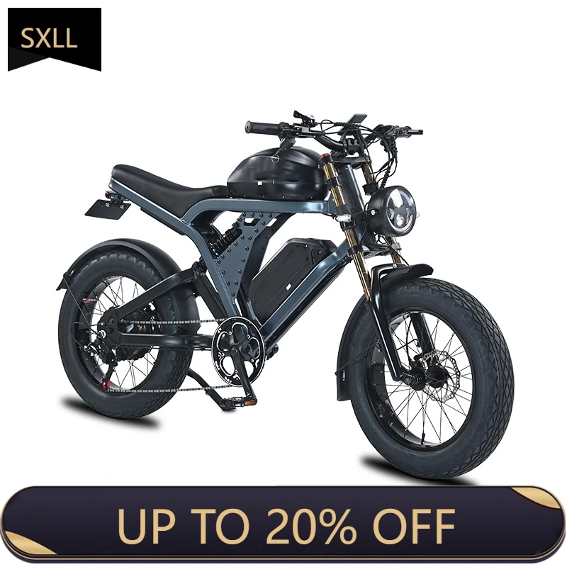 

SXLL Smart Powerful 52v Lithium Battery Dual Suspension Hydraulic Disc Brake Mountain Ebike Fat Tire Electric Bicycle Bicycle