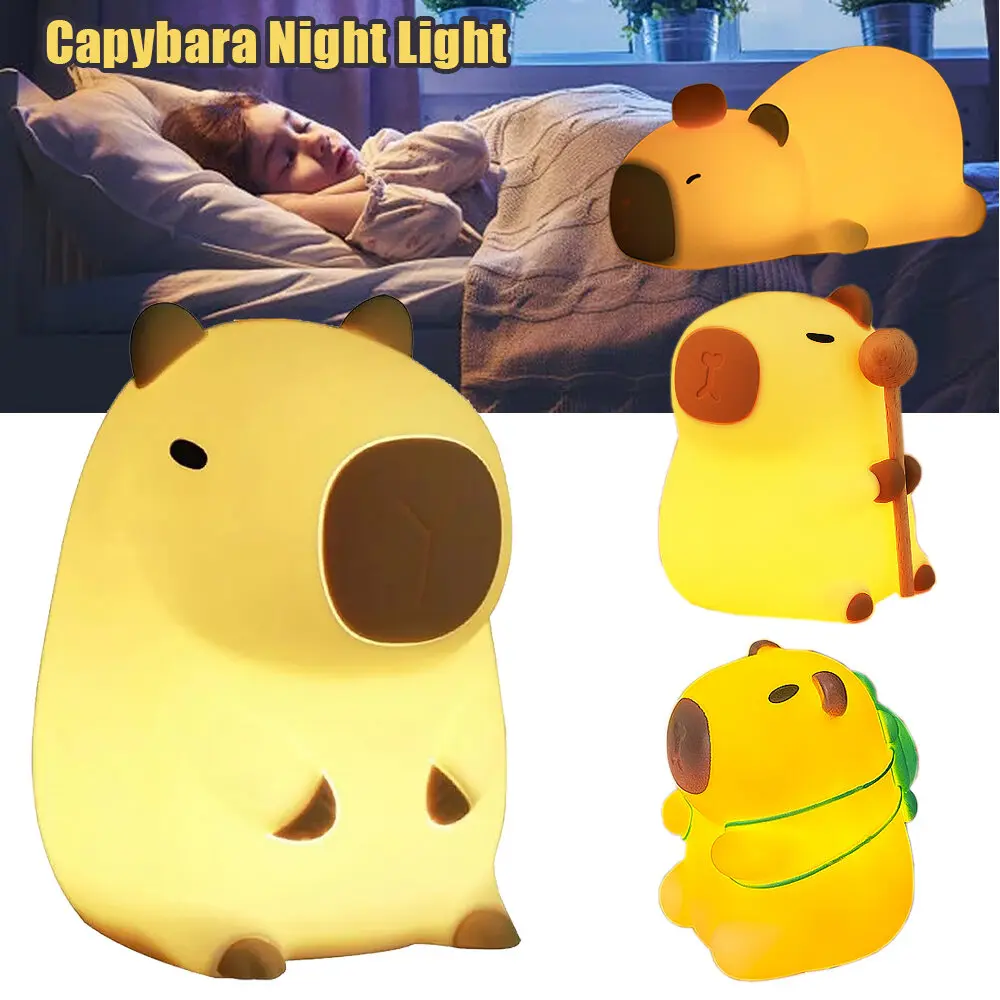 น่ารัก Capybara Night Light, LED Night Light โคมไฟข้างเตียง, เด็กการ์ตูนห้องนอน Night Light, ของขวัญวันเกิดเด็กสร้างสรรค์