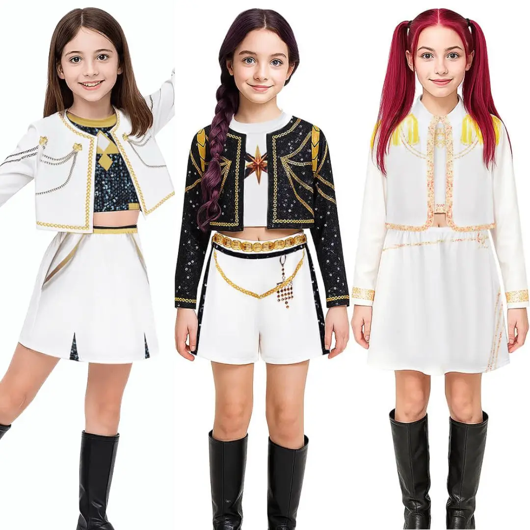 

Print Kpop Rumi Zoey Mira Halloween Party Cosplay Costume Demon Golden Stage Suit Hunter Teenagers Girls Birthday Gift Takerlama