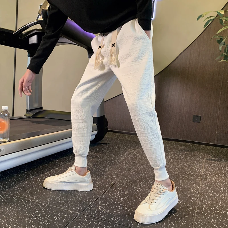 

Модные повседневные мужские брюки, однотонные, облегающие, спортивные брюки, весенне-осенние, универсальные, в стиле Харадзюку, не требуют глажки.