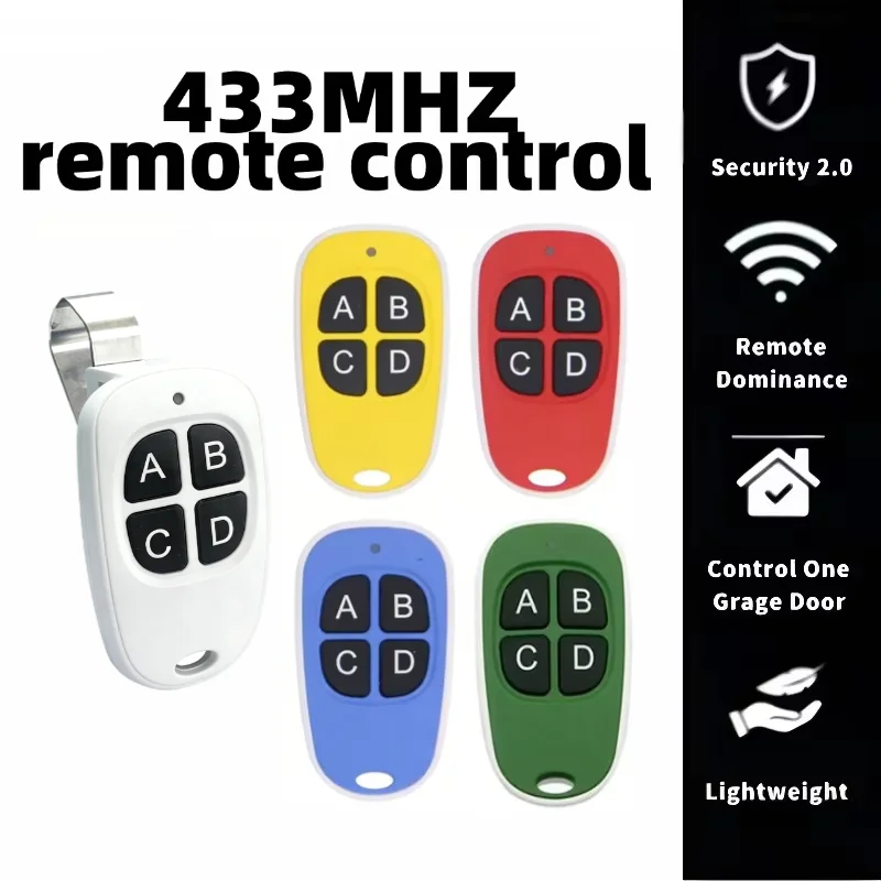 Universal 433MHz Remote Control Garage Door Opener Wireless Transmitter 4 Keys Duplicator Clone Electric Door Key Copy Remote