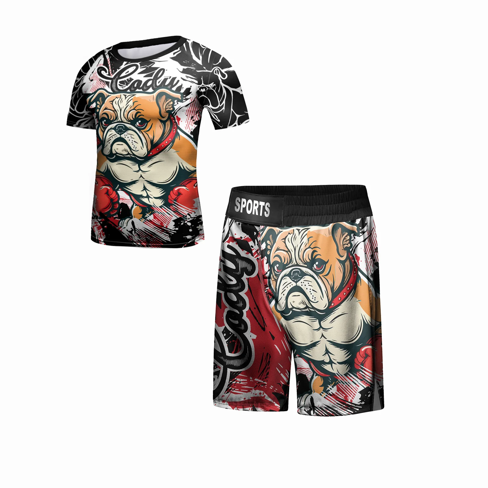 3-12 Years Old Boy Boxing Clothes Set With Graphic Taekwondo BJJ MMA Rashguard Set Compression Toddler Athletic Gym Sports Wear