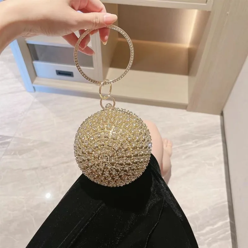 

Новая круглая сумка-шар в стиле Star, ручная/через плечо, для прогулок, с водными стразами, для светских мероприятий, для интернет-знаменитостей, женская