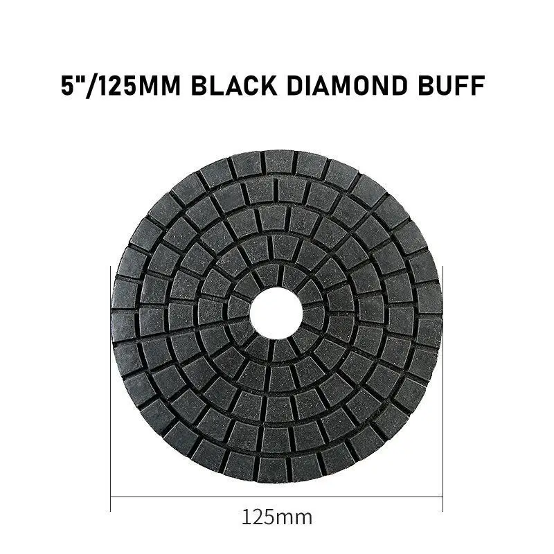 1PCS 5 Inch 125mm White / Black Buff Diamond Polishing Pad Wet Buffering Granite Stone Concrete Marble Quartz Durable Resin Bond