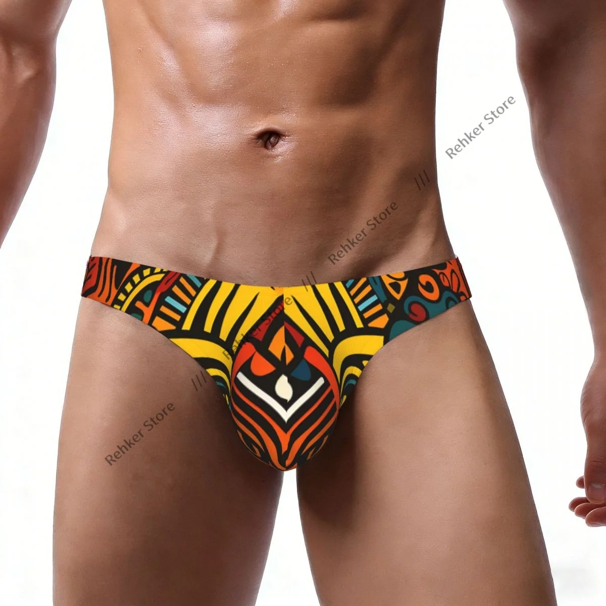 Sexy Man's Underwear Briefs African Tribal Ethnic Mask Pattern Men Underpants