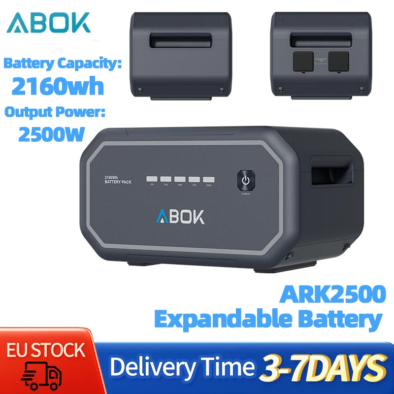 Image of Abok 2500W 2160Wh Erweiterungsakku für Ark2500 Tragbare Powerstation Solargenerator für Zuhause, Camping, Mobile Powerbank