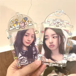 Glitter Transparent Photo Sleeve Cute 3 Inch Photocard Holder Ins Idol Photo Card Holder Pendant Clear Photo Holder Protector