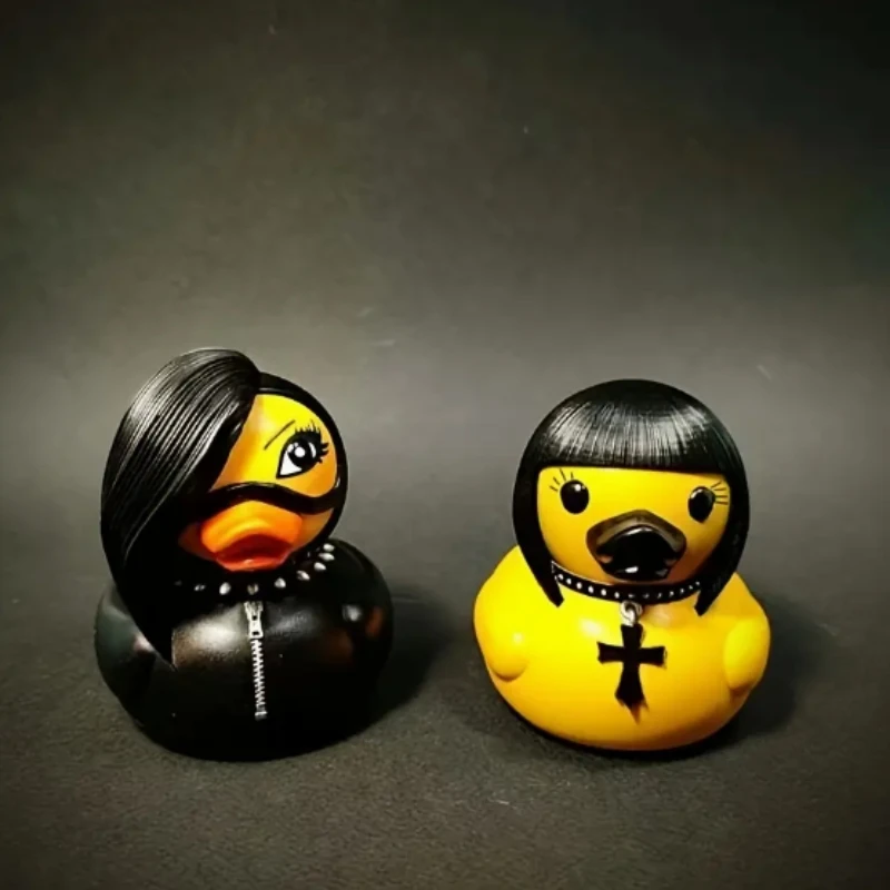 Black Goth Punk Resin Duck, Gothic Bath Duck, Dark Devil Statue, Satanic Horror Rock Duck Festival Decor Gift for Adults