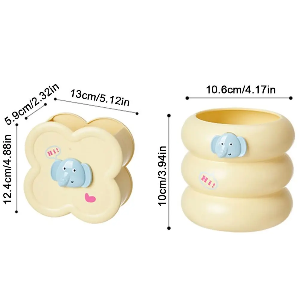 Round/Square Pen Holder Multifunctional Creative Plastic Pencil Case Cute Cartoon Practical Desk Pen Container