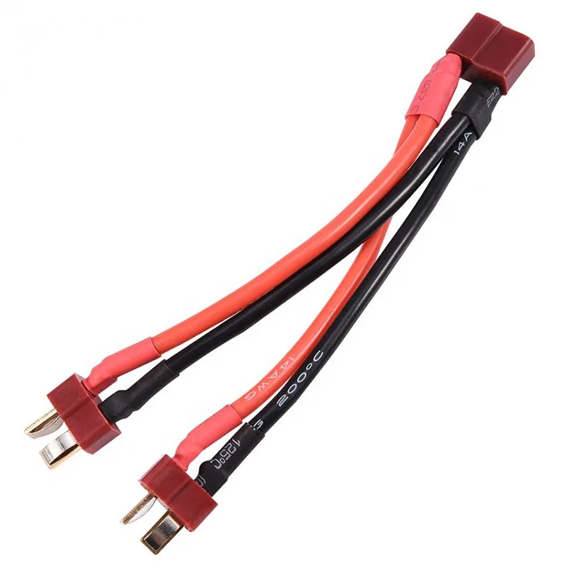 10 pçs conectoreans extensão de bateria dupla y divisor t plug adaptador cabo 14awg leva para rc lipo bateria fio paralelo harne