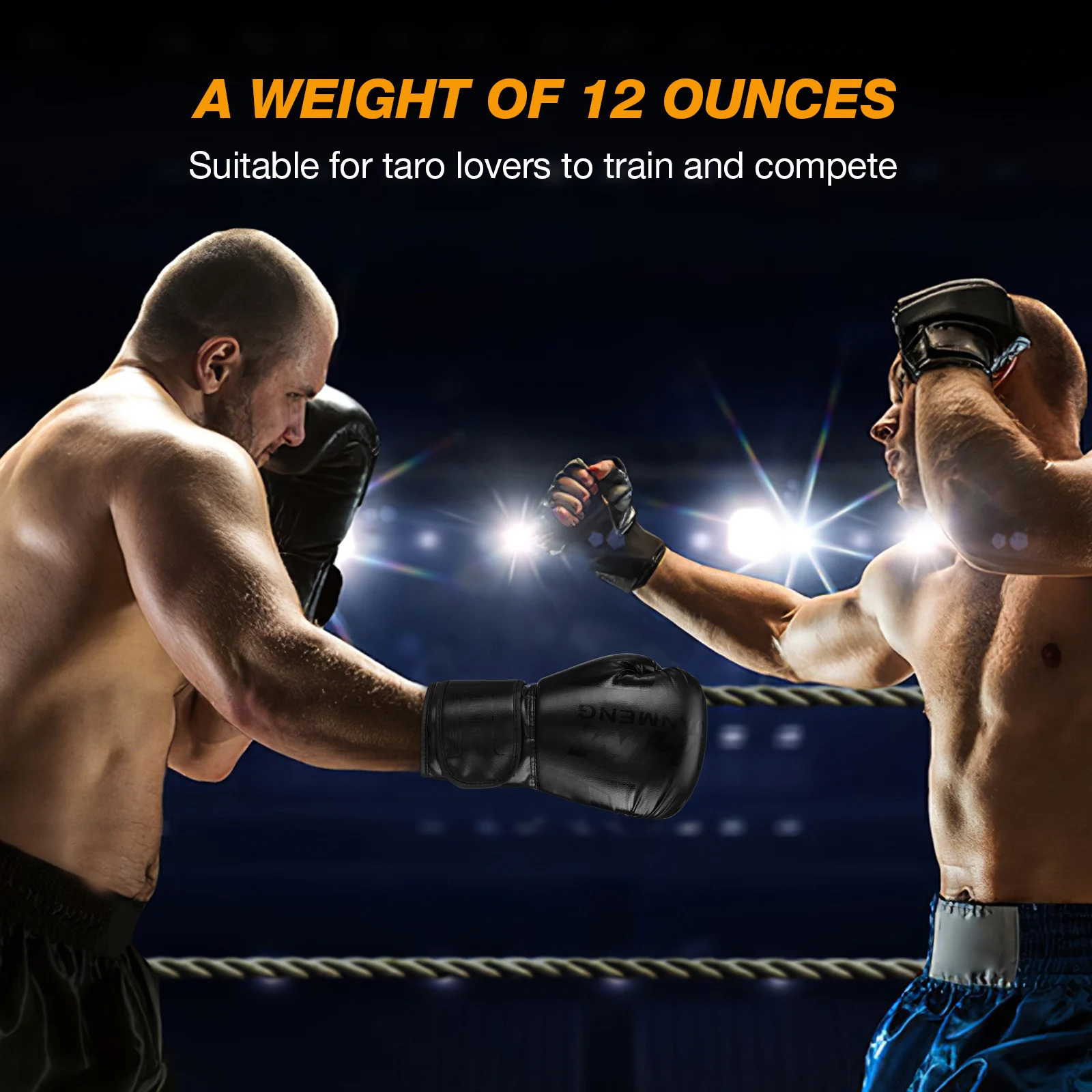 

1 Pair Black Boxing Gloves 12oz PU Material Hand Protection Anti-Slip Comfortable Fit Men Kickboxing Training Accessories