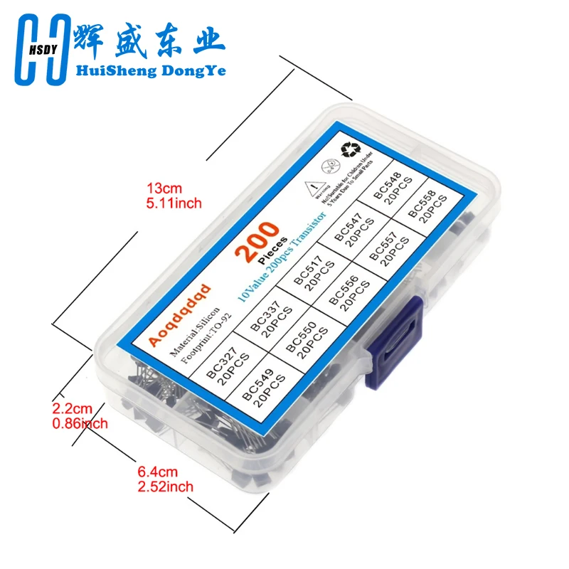 1BOX 200pcs=10 Values*20pcs Transistor kit Assort set BC327/BC337/BC517/BC547/BC548/BC549/BC550 BC556/BC557/BC558 mix diode pack