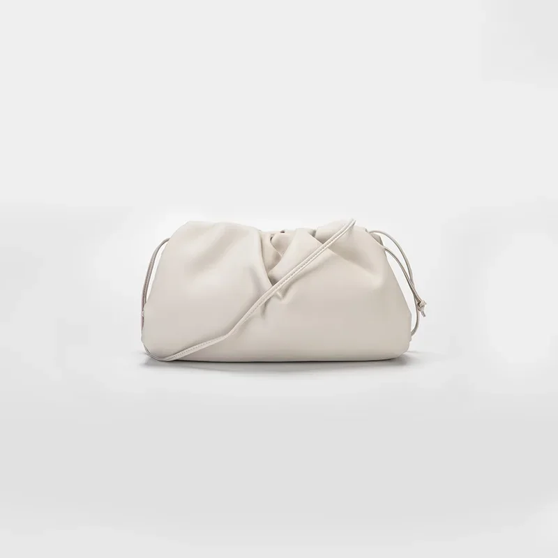 Bolso de mano de piel auténtica para mujer, bandolera de un solo hombro, piel de vaca, nube, nueva moda