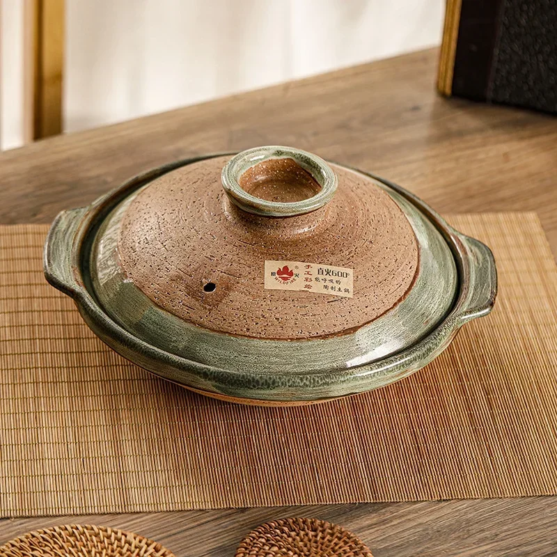 Japanese Clay Casserole Stew Pot Domestic Gas Casserole Soup Pot Open Fire Shallow Pot Ceramic Rice Cooking Pan For Gas Stove