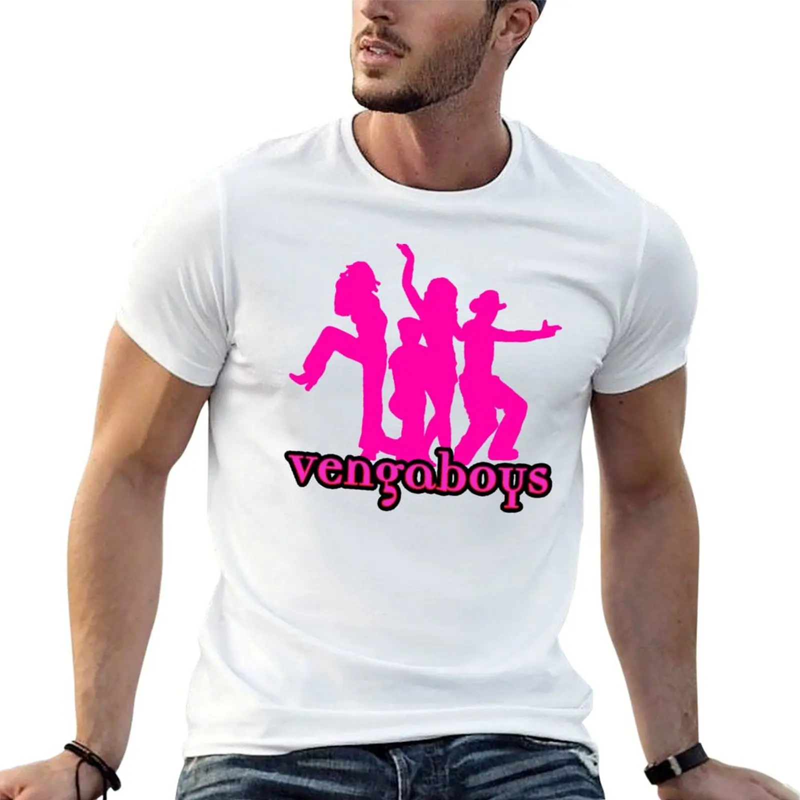 Camiseta Vengaboys con silueta rosa, camiseta para hombre, camisetas de algodón, camiseta de alta calidad, camiseta personalizada