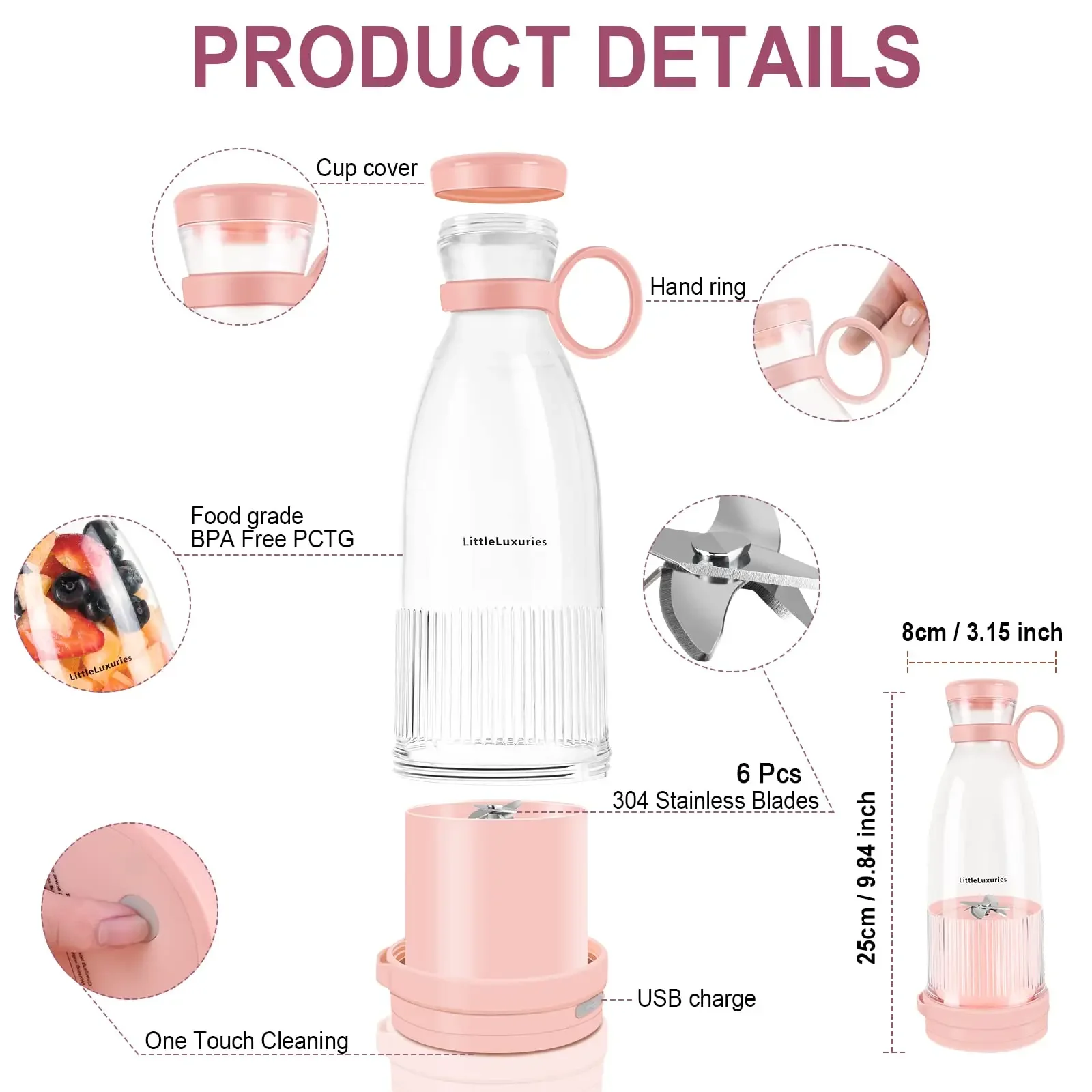 Rechargeable Blender Bottle Fresh Juicer Portable Blender Mixer Smoothie Blender Electric Orange Fruit Juice Extractor Machine