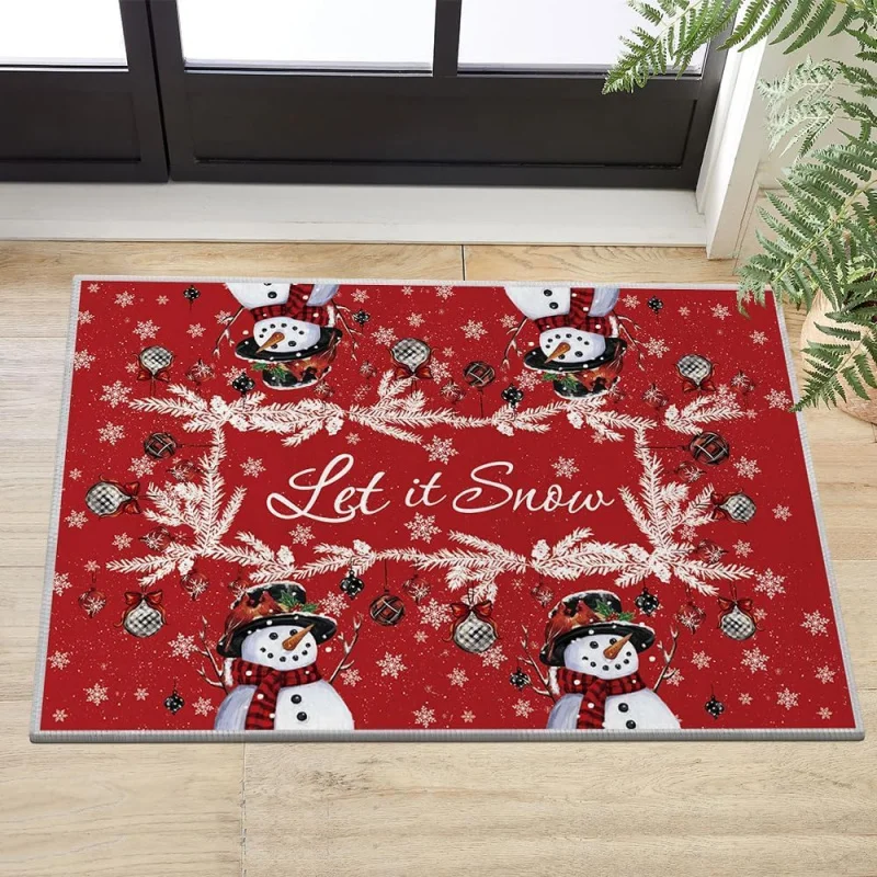 Red Snowman Christmas By Mat Winter Home Decoration Bedroom Living Room Entrance Floor Mat 61X90cm