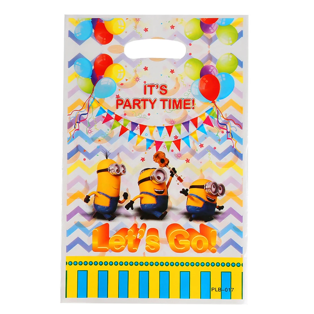 10 unids/lote Minions temático favorito de la niña fiesta de cumpleaños dulces sorpresa regalos decorativos de plástico desechables bolsa de botín